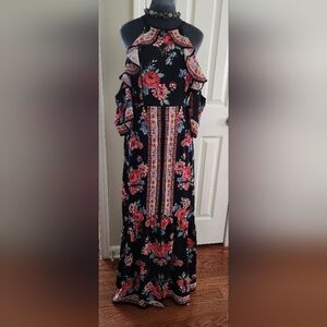 Flying Tomato Black Floral Maxi Dress